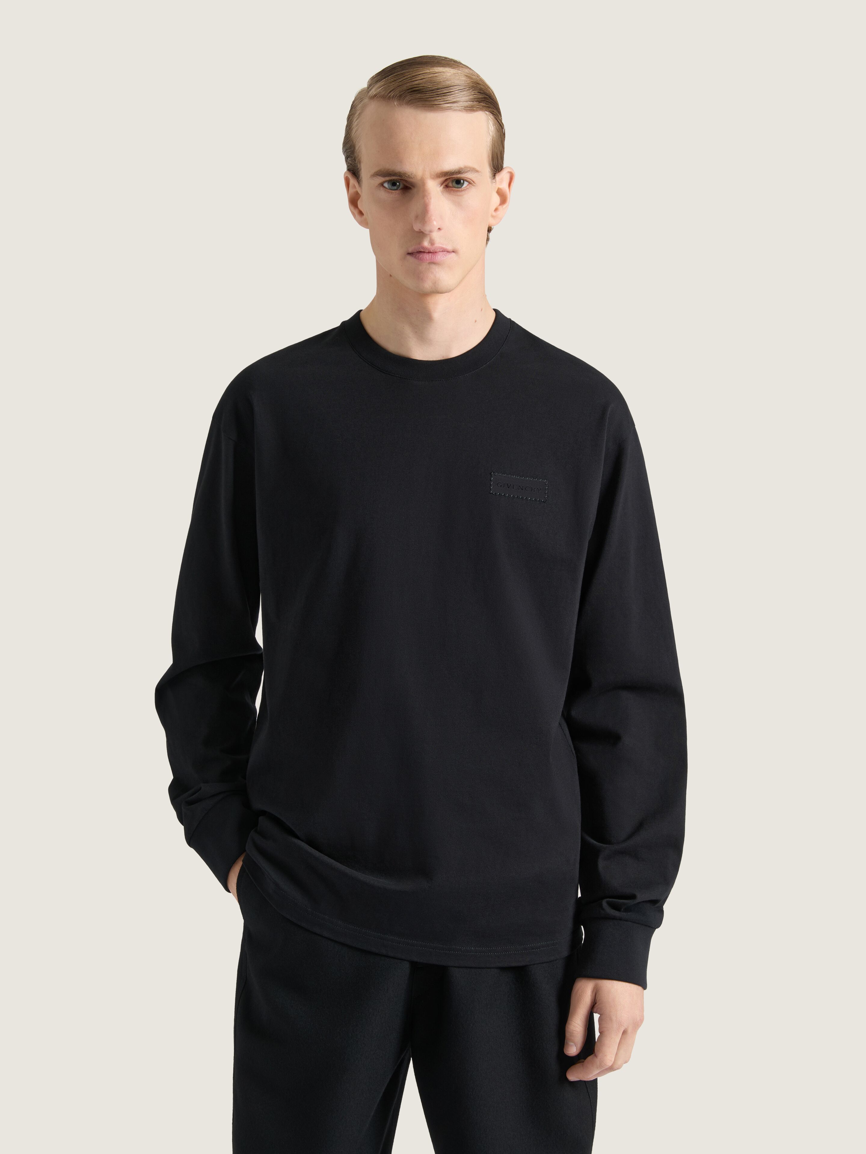 Long sleeve t-shirt in cotton with GIVENCHY patch